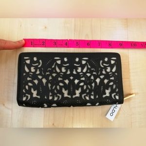ALDO BNWT black lace purse wallet clutch with gold coloured hardware zipper